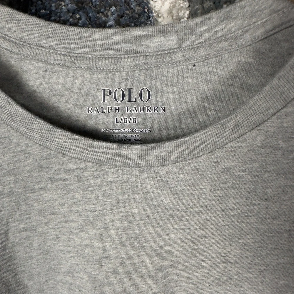 Polo‎ Ralph Lauren Polo Bear Tee Mens Large Grey Excellent Long Sleeve Graphic